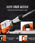 Powerful 3500W demolition jack hammer delivers fast concrete breaking for professional demolition, trenching, and hole making; includes two chisels, gloves, and a 360-degree swiveling front handle for steady, comfortable operation. Featured auto lock design for reduced fatigue.