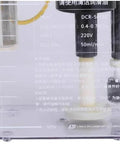 Close-up of 110V Auto Lube Pump With Digital Control And Dual Displays Plus Pressure Gauge, showing reservoir markings.
