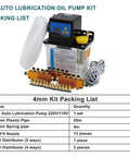 1L Auto Lubrication Pump Kit with accessories for CNC Machines, includes oil pump, pipes, nozzles and distributor, AC220V ACE319