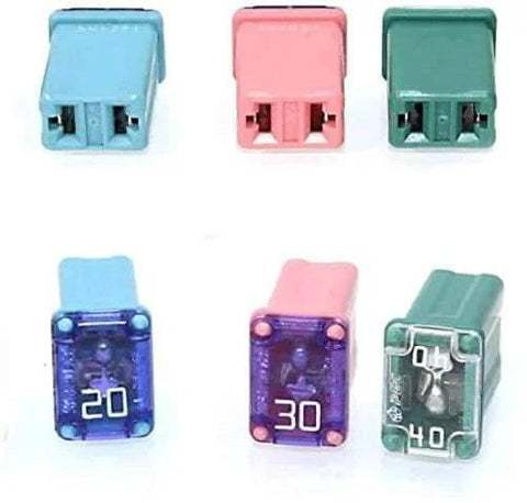 50 Piece Auto Mini Box Shaped Cartridge Fuse Kit With Color Coded Amperage For Quick Swaps Includes 10 Fuses Each Of 15 20 25 30 And 40 Amps Compact JCASE Style Mini Fuses For Easy Swaps And Rock Solid Circuit Protection.