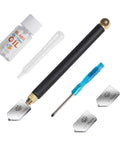 Pro Grade Glass Cutter With Automatic Oil Feed, 2mm–20mm Cutting Range For Mirrors, Tiles And Mosaic shown with kit components