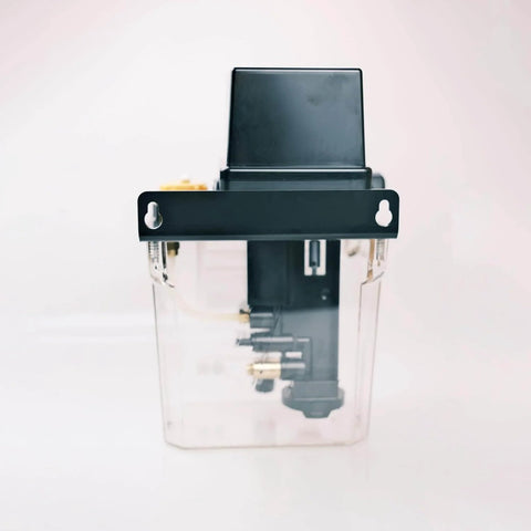 Side view of Auto Oil Lubrication Gear Pump With 1.8 Liter Capacity, 100 Volt Power, AMZ III 285155, plug and play design