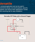 Diagram showing installation of 10 Pack Bosch Style 5 Pin 12V SPDT Automotive Relays Set With 30A Or 40A Switching Ground 85 VDC 30