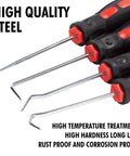 Precision 4 Piece Pick and Hook Set for Auto Repair, Workhorse, All Metal CR V Steel Core, Ergonomic Rubber Grip shown in image