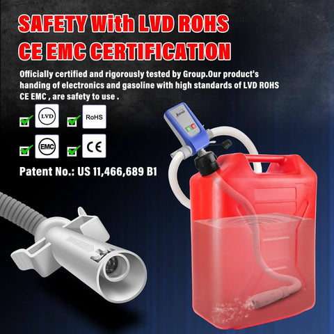Auto Stop Sensor Fuel Transfer Pump With 51 Inch Hose And Tank Adapter Portable Liquid Pump For Gasoline Diesel Kerosene