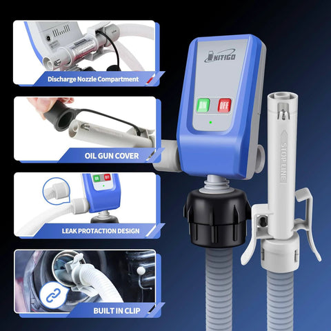 Auto Stop Sensor Fuel Transfer Pump With 51 Inch Hose And Tank Adapter Portable Liquid Pump For Gasoline Diesel Kerosene
