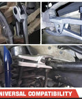 5 In 1 Front End Service Tool Kit With Ball Joint Separator Pitman Arm Puller Tie Rod End Remover in use on vehicles
