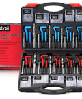 Must Have Ultimate Auto Thread Repair Kit with 320 Piece Set showing drills, taps, wire inserts, and installation tool in case