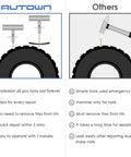Comparison of 68 Piece Heavy Duty Tire Repair Kit With Universal Tools To Fix Punctures And Plug Flats versus other tools