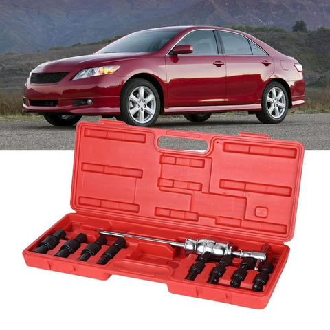 Slide Hammer and Blind Hole Bearing Puller Set, 9 pcs 8-32mm in red carry case with car background