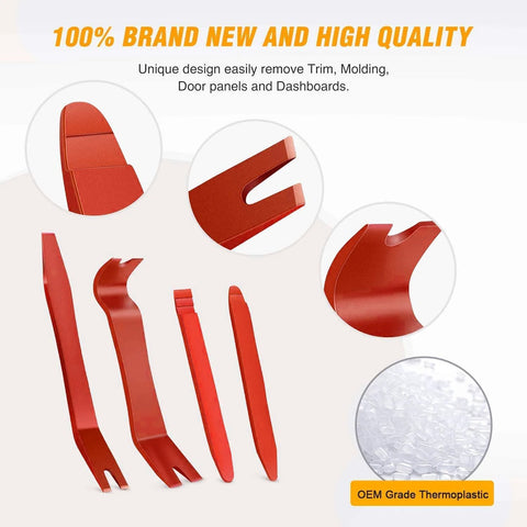 Five Piece Nylon Impact Resistant Auto Trim Removal Tool Kit For Car Panels And Audio Dashboard Dismantling No Scratch Durable Non Toxic