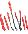 Must Have 7 Piece Auto Trim Removal Tool Set With Plastic Pry Tools And Pliers For Fastener Clip Removal From Door Panels Dashboards Body Trim And Upholstery Car Repair Kit, showing red handles