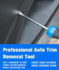 Effortlessly lift tacks and pull nails with a compact U-tip tack lifter in use on upholstery with ergonomic grip and chrome finish.