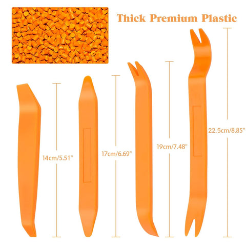 Auto Trim Removal Tool Kit Set With Four Thick Plastic Auto Clip Panel Pry Tools For Car Dash And Radio Installation