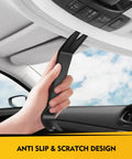 Person using Pro Grade 5 Piece Auto Trim Removal Tool Kit For Car Door Panels And Dashboards, Plastic Pry Tools No Scratch