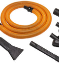 Expand your vacuum’s reach with this 7 piece auto detailing hose kit for 1 1/4 inch hoses including a 10 ft dual layer hose, crevice tool, brushes, and claw nozzle.