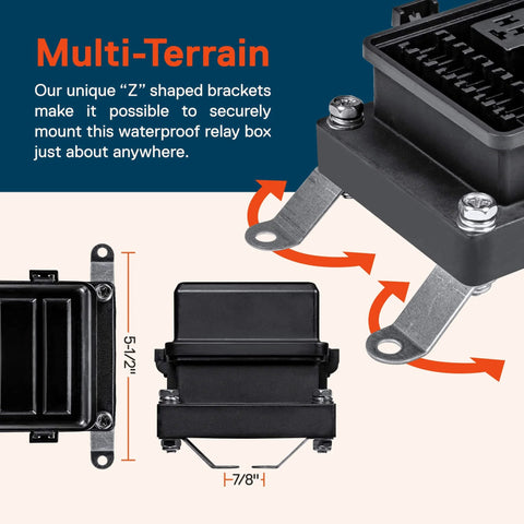 12V Auto Waterproof Fuse And Relay Box Kit With 6 Bosch Style 5 Pin Relays, 6 ATC ATO Fusible Holders, multi-terrain mounting design