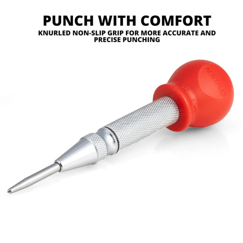 5-Inch Automatic Center Punch For Metal And Other Materials, Spring Loaded Center Punch Tool With Adjustable Stroke And Cap, Auto Center Punch
