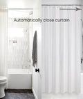 Punch-Free 1000g Automatic Screen Door Closer installed on bathroom curtain, showcasing sliding screen auto door closer for bathrooms.