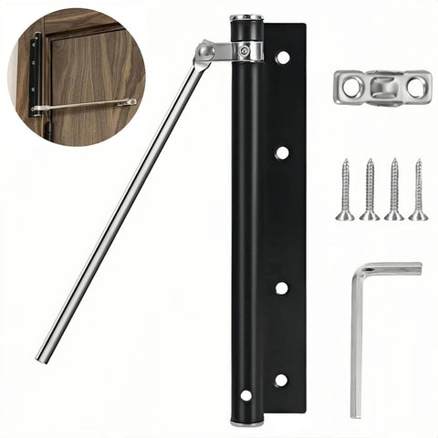 Automatic Door Closer for Home Easy to Install | Safety Spring Door Closers | Auto Soft Close to Convert Hinged Doors to Auto Self Closing | Adjustable Catch Speed | with Arm, Screw, Wrench