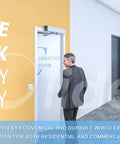 Office corridor with Auto Swing Door Opener With Remote Control, Push Button Entry, Heavy Duty Door Operator installed at computer room entrance.