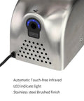 Close-up of Seonsing Automatic Commercial Hand Dryer Heavy Duty Compact High Speed 224 Mph Restroom With Hygiene Filter Low Noise
