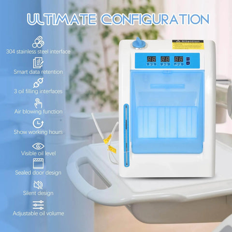 Automatic Handpiece Oil Lubrication System with three-port interface displayed on table