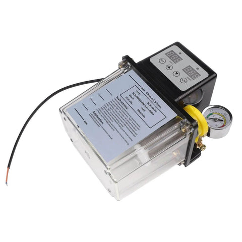 Automatic Lubricating Oil Pump For CNC Machinery With Electronic Display And 110V Alloy Gear Oiler, 1L Capacity, Black Transparent Housing