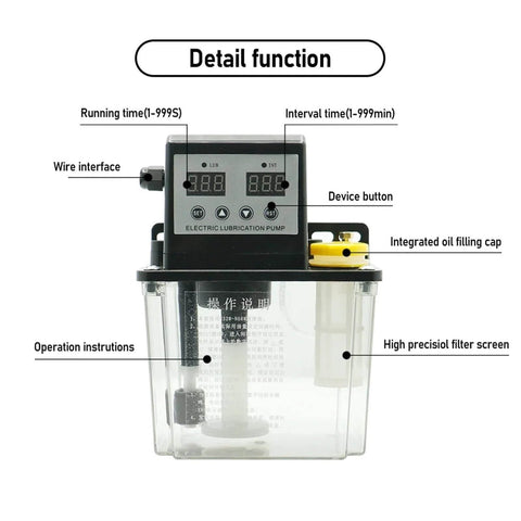 Automatic Lubrication Pump Oil System 1L 2L AC110V 220V Lubricating Oil Pump With Electromagnetic Output 6mm And Dual Display Industrial