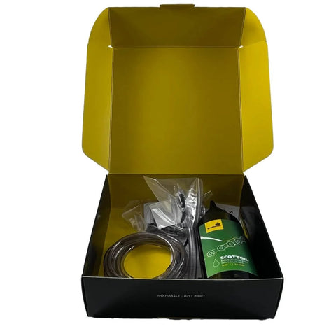 Open box of Vsystem Automatic Motorcycle Chain Lubrication System Easy Fit That Slashes Maintenance, Extends Chain And Sprocket Life