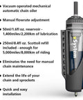 Vsystem Automatic Motorcycle Chain Lubrication System Easy Fit showing oil reservoir and manual flow adjustment features