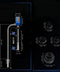 Diagram of High Efficiency Automatic Oil Suction Pump With ABS Body, showing dimensions and components of oil extractor for vehicles.