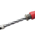 Close-up of Heavy Duty Automatic Rebar Wire Twister Tool with Galvanized Steel Construction, rubber handle, and red finish.