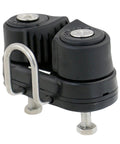 Rope management clamp, black plastic housing with metal U-clip and mounting bolt (Amazon)