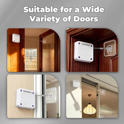 Punch-Free 1000g Automatic Screen Door Closer, Sliding Screen Auto Door Closer with Steel Drawstring for various room types installation