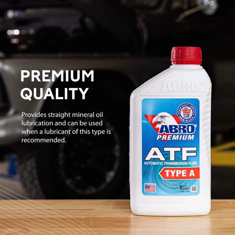 Economical ATF Type A Automatic Transmission Fluid 1 Quart bottle with label, budget-friendly, anti foam additive, red dye leak detector.