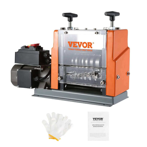 Automatic Electric Wire Stripping Machine 60W with Visible Stripping Depth Reference, 0.06 to 0.98 Inch Cable Stripper, gloves included