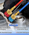 R1234YF To R134A Quick Coupler Kit For Automotive AC DIY Friendly Dual Side Adapters With Visible Hoses And Brass Fittings
