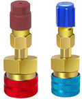 R1234YF To R134A Quick Coupler Kit For Automotive AC DIY Friendly Dual Side Adapters brass fittings with blue and red caps