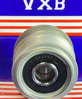 Front view of F-551957 Automotive Parts Auto Car Alternator Pulley for Land Rover on a striped background