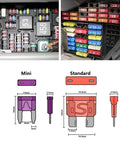 140 Piece Automotive Fuse Kit With Blade Fuses Standard And Mini for cars trucks marine RV camper boat and more diagram