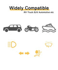 Icons depicting compatibility of 50 Pack 3A Standard Blade Car Fuses For 12V And 24V Systems With 32V Rating with vehicles