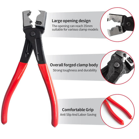 4 Piece Automotive Electrical Disconnect Pliers Set Designed For Car Connectors And Hose Clamps Made From Durable High Carbon Steel With Anti Slip Plastic Coated Handles Provides Safe Quick Disconnect Without Wear showing detailed features.