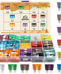 Road Trip Ready 140 Piece Automotive Fuse Kit With Standard Blade Fuses From 1A To 40A Color Coded Transparent Cover