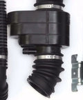 Various automotive pipes and components with clamps for assembly