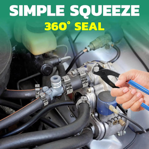 Installation of 50 Pieces Single Ear Hose Clamps 15.3 To 18.5 Mm 304 Stainless Steel Stepless Adjustable Cinch Clamps for automotive plumbing pipe.