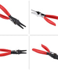 Automotive Hose Removal Pliers For Fuel And Vacuum Lines Stubborn Hose Separator Tool with red rubber grips and black steel body