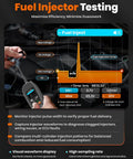 Person using All In One Automotive Power Circuit Probe Tester Kit For Cars 12/24V with graph display for fuel injector testing.