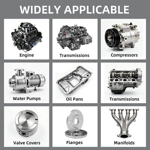 Components for Black Silicone Gasket Maker Sealant 6 Pack For High Temperature Gasket Sealing In Automotive, Motorcycle, And Machinery Repair, Ultra Strength, Oil Resistant, Quick Cure, Forms Strong Flange Seals In 24 Hours including engine, transmissions, compressors, water pumps, oil pans, valve covers, flanges, manifolds.