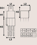 Diagram of Bosch Style 12V 5 Pin SPDT Relay Kit Beefy 40A 30A Heavy Duty Automotive Relays interlocking socket dimensions